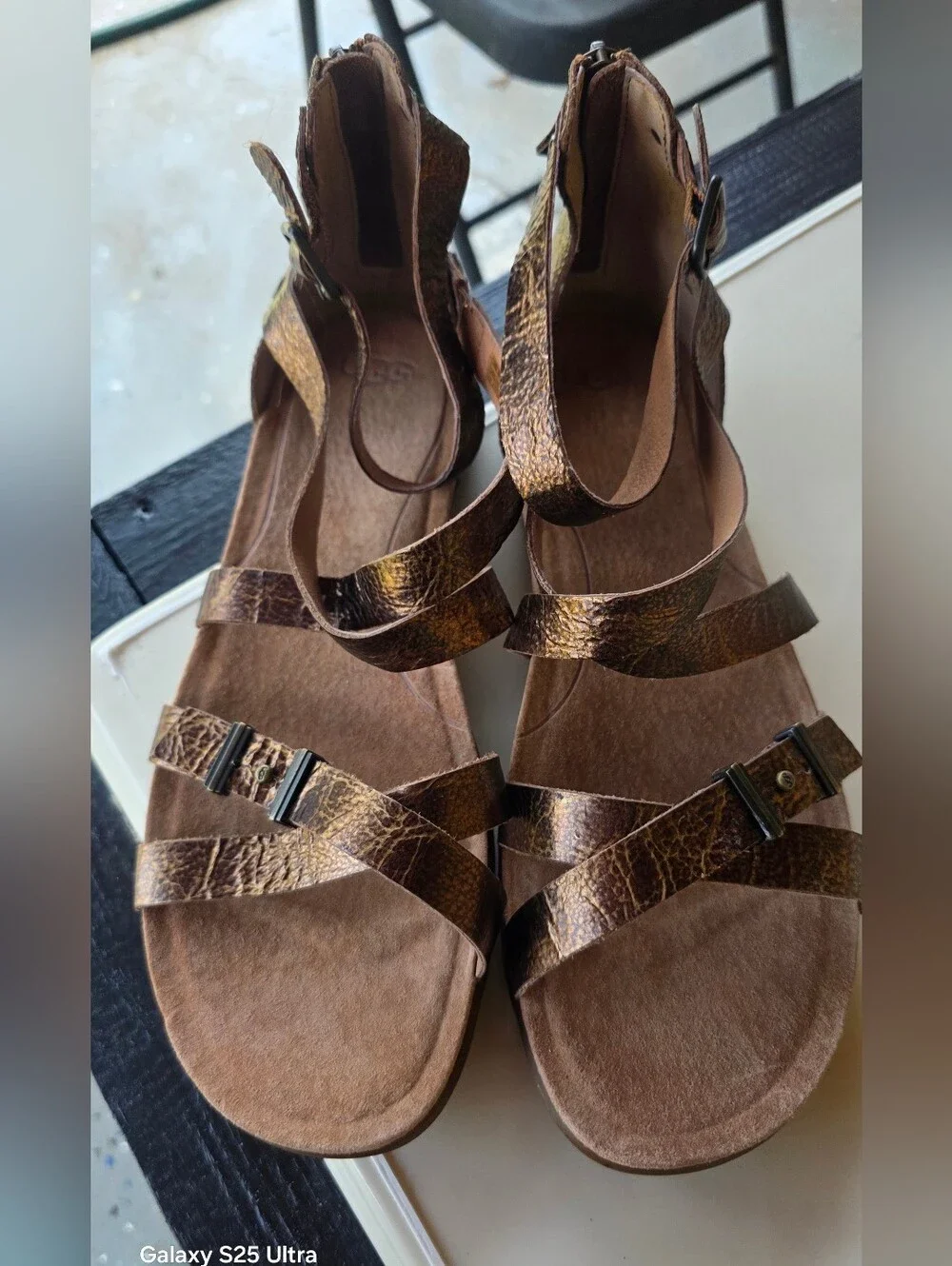 UGG Metallic Bronze Strappy Sandals